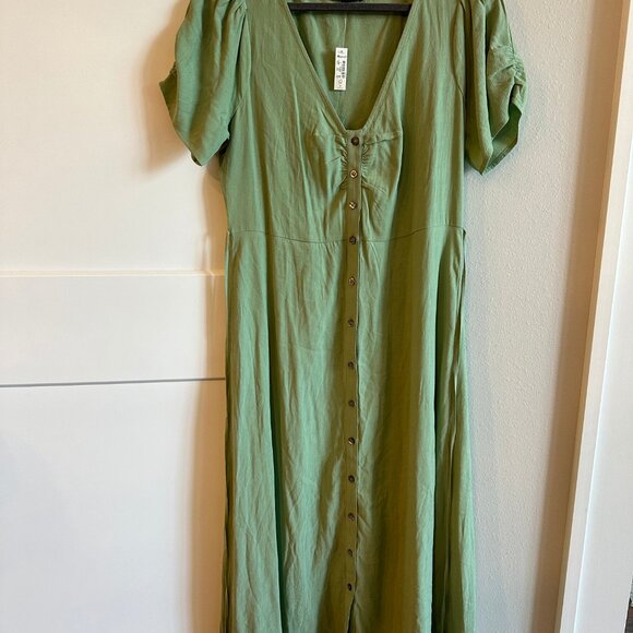 NWT Madewell Leedra Button-Front Midi Dress in Gatehouse Green Size 8 - Picture 3 of 9